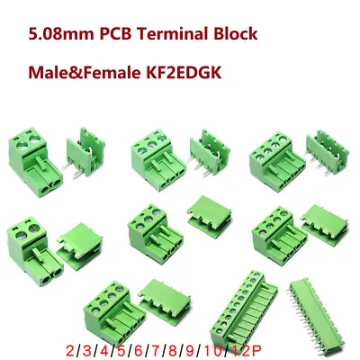 5.08mm Terminal Block Male&Female PCB Screw Connector KF2EDGK 2 Pin 3 Pin 4~12P • $1.77
