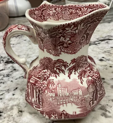 Mason's Ironstone China Vista 6.5  Pitcher Jug Red Pink Englan 24 Vintage 1.5 Pt • $27