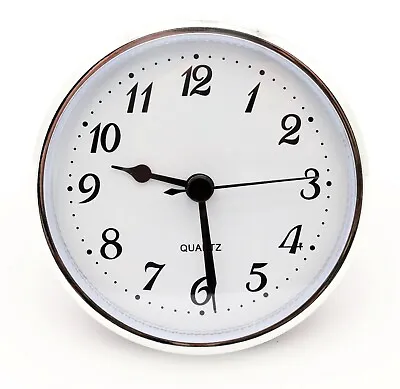 2 3/4  Quartz Clock Insert Fit Up Movement 70 Mm White Dial Silver Bezel SWA2.75 • $15.65