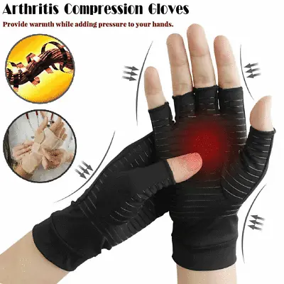 2pcs Copper Arthritis Compression Gloves Hand Support Joint Pain Relief USA • $7.21