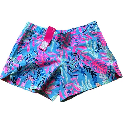 Lilly Pulitzer S You've Been Spotted OCEAN VIEW SHORTS Porto Blue Pull On 5  NWT • $62