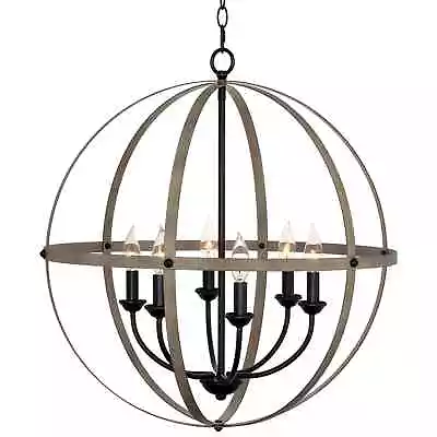 Kira Home Harmon 26.5  6-Light Modern Farmhouse Rustic Armillary Round Chandelie • $45.60