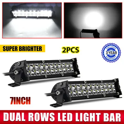 2x 7 INCH 90W Thin LED Light Bar Work Dual Row Spot Fog Lamp Offroad SUV ATV 4X4 • $34.99