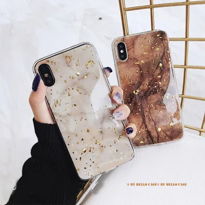 $9.99 • Buy Golden Marble Glitter TPU Case Cover For IPhone 11 12 Pro Max Xs XR Plus 7 8