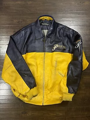 Vintage Marc Buchanan Pelle Pelle Y2K Hip Hop Embroidered Leather Jacket Size 50 • $349.99