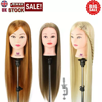 Salon Hairdressing Training Head Long Practice Mannequin Doll + Clamp 26''-30  • £9.99