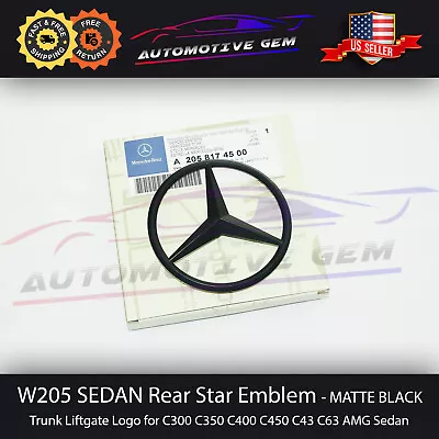 W204 Mercedes MATTE BLACK Star Emblem Rear Trunk Lid Logo Badge AMG C300 C63 • $27.99