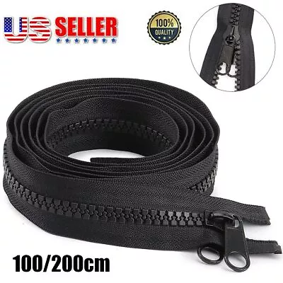 Heavy Duty Separating Double Pull Metal Slider Marine Grade Zipper 100/200cm USA • $7.81