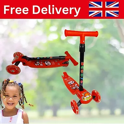 3 Wheel  Kids Scooter Foldable Height Adjustable Kick Scooters With Flashing LED • £13.27