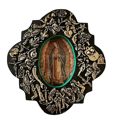 Mexican MILAGROS Plaque VIRGIN GUADALUPE Frame With Charms ExVotos • $29.40