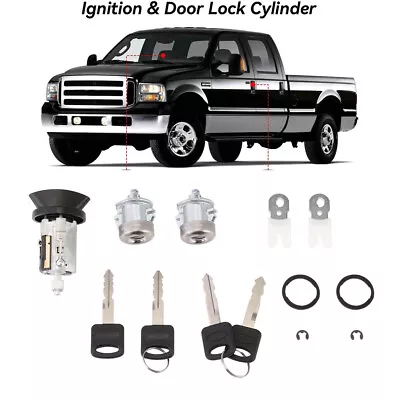 Fit For 97-07 Ford F150 F250 F350 F450 Ignition & Door Lock Cylinder Kit W/Keys • $23.91