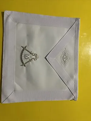 Masonic Past Master Apron All White Hand Embroidered (ma-411 Wt) • $60