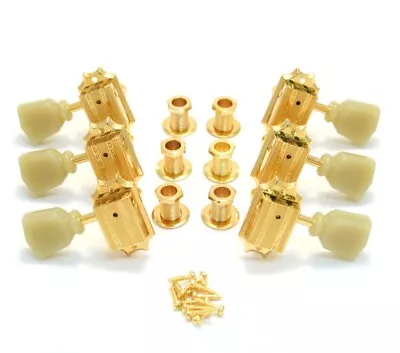 Genuine Grover Deluxe Tuner 3+3 Tuning Machine GOLD For Gibson Epiphone Guitar • $70.79