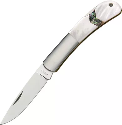 Moki Glory Lockback Smooth White MOP Folding AUS-8 Steel Pocket Knife 101EG • $144.85