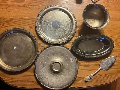 Antique Silver Platter/Dishes/Bowl. Set Of 8 Pieces. Vintage Kitchenware. • $0.99