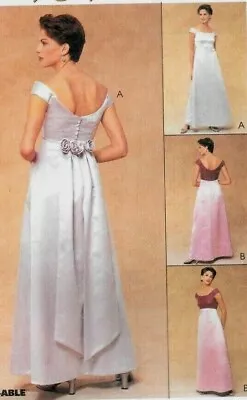 McCall Pattern 9654 EVENING ELEGANCE Dresses Bride Open Back Gown Dress S 8-12 • $7.89