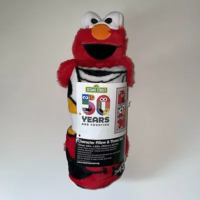 Sesame Street Elmo 50th Anniversary 12 Inch Pillow Plush & Throw Blanket Set. • $23.50