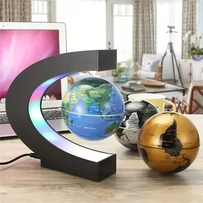 Magnetic Levitation Floating World Map Globe With C Shape Base Educational Gift • £22.99