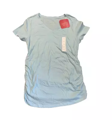 NWT! Isabel Maternity Light Blue Ruched Top/Shirt - Size Medium • $11.50