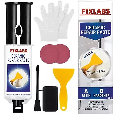 Bath White Enamel Repair Kit Fix Scratch Crack Chip Ceramic Sink Tub Shower Tray • £9.99