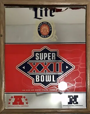 Rare Miller Lite Super Bowl XXII Advertising Mirror 21 In By 17 In • $35