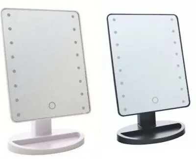 Make Up Mirror With Lights On Stand Large 21cm: LED Hollywood Vanity Black/White • £9.13