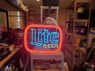 Vintage 21  X 16   (3) Color Neon  (miller) Lite Beer Sign Mfg. April 1987 		 • $249