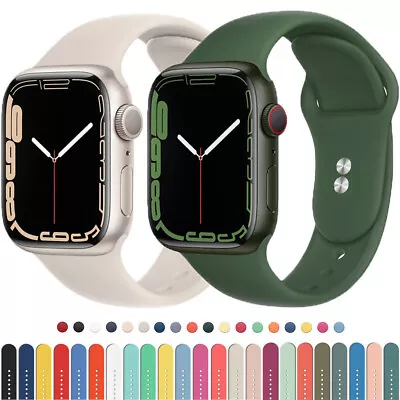 $4 • Buy For Apple Watch Series 8 7 6 5 SE Silicone Sport Band IWatch Strap 40/44/41/45mm