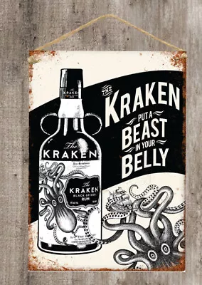 Kraken Wooden Sign Plaque Country BarGARAGE Shed Beer • $20