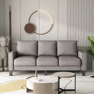 Light Grey Fabric 3 Seater Modern Living Room Furniture Sofa US Free Shipping • $441.19