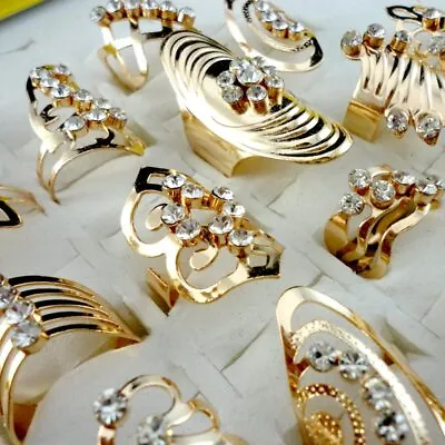  Mix Style Zinc Alloy Gold Ring Adjustable Finger Ring For Women Fashion 20Pcs • $20.99