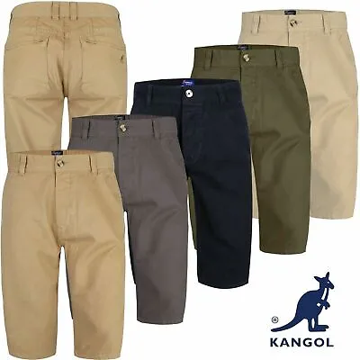 Mens Kangol Casual Knee Length Long 3/4 Chino Summer Shorts Bottoms Cotton Pants • £11.99