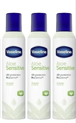 3x 250ml Vaseline Aloe Sensitive Antiperspirant Deodorant-Free Postage/NEW • £14.99