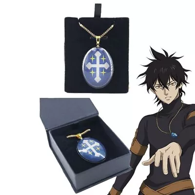 Anime Black Clover Yuno Necklace Cosplay Blue Magic Pendant Jewelry Costume Prop • $9.35