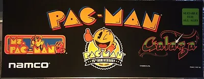 Pac-Man (Pacman)/Galaga/Ms. Pacman 25th Anniversary Arcade Marquee 23  X 9  • $24.95