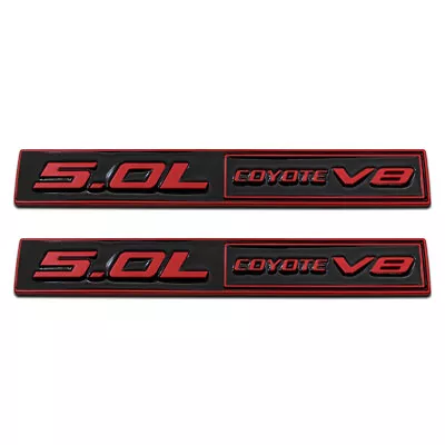 2x Red & Black Metal Fender Trunk 5.0L Coyote V8 Emblem Racing Logo 3D Sticker • $11.99