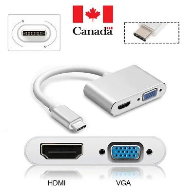 USB C To HDMI VGA Adapter 2-in-1Type C ToVGA HDMI Adapter Thunderbolt Compatible • $21.65