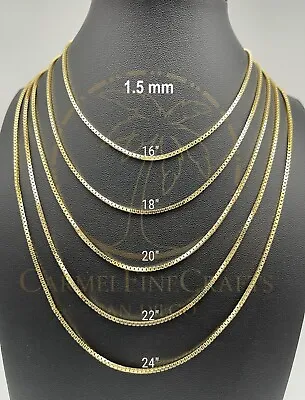 0.73mm-2.8mm Mirror Square Box Link Chain Minimalist Chain Necklace 10K-14 Gold • $291.55