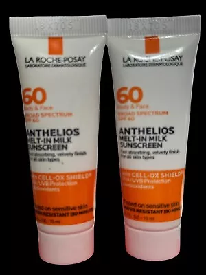 2~La Roche Posay Anthelios 60 Face Body Sunscreen  .5 Oz 15 Ml Travel Size • $12.99