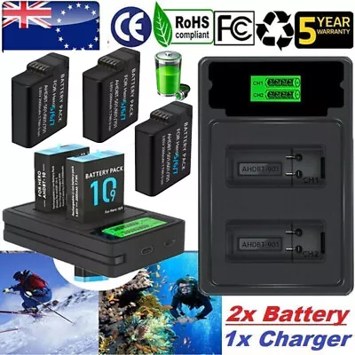 2/4x 2000mAh Battery / Charger Kits For GoPro Hero 5 6 7 8 9 10 Go Pro Camera AU • $47.99