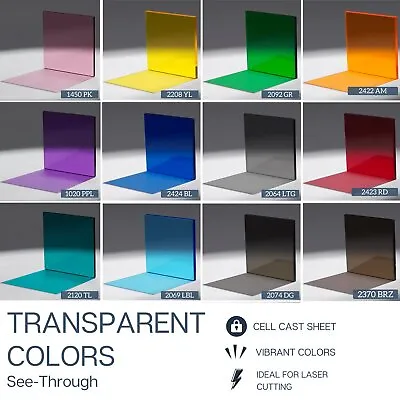 Transparent Colored Plexiglass Acrylic Sheet Pick The Size Thickness And Color • $21.45