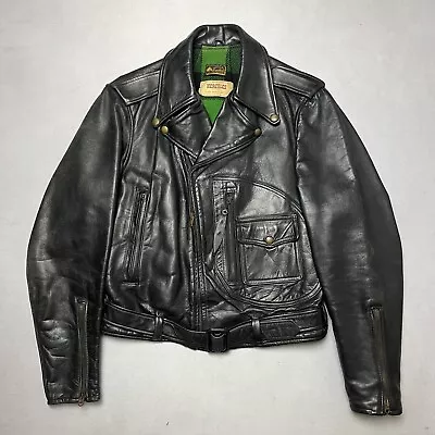 Vintage 40s Hercules Horsehide Leather D Pocket Motorcycle Plaid Jacket • $3999.99