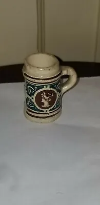 Antique German Dollhouse Miniature Pottery Stoneware Profiles Brn Bl Tankard Mug • $19.99