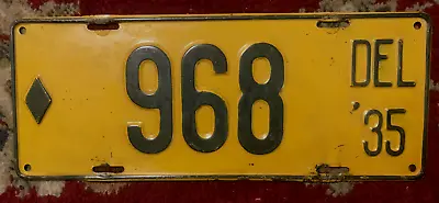 1935 Delaware License Plate Auto Tag Low Number # 968 • $149.99