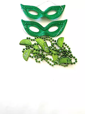 Set Of 2 Mardi Gras Masks And 2 Bud Light Bead Necklaces • $14