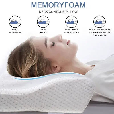 Memory Foam Pillow Contour Neck Back Support Orthopaedic Firm Head Pillows UK • £10.59