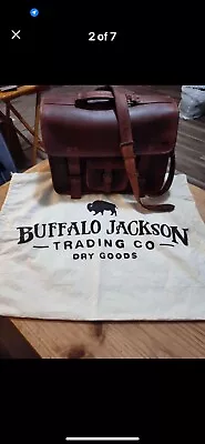 Buffalo Jackson Trading Co. Roosevelt Leather Briefcase Dark Oak Brown Bag. • $121