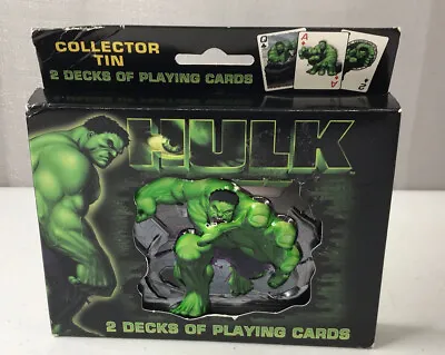 New Marvel Hulk Bicycle Playing Cards 2 Decks In Collector Tin Container USA • $12.99