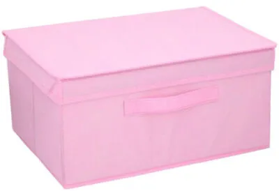 2 X Storage Boxes With Lid Large Collapsible Foldable Fabric Clothing Basket Box • £14.99