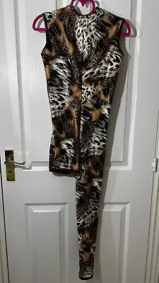 New Ex Sample Safari Print Lion King Sleevless Unitard Catsuit Adult XS • £19.50